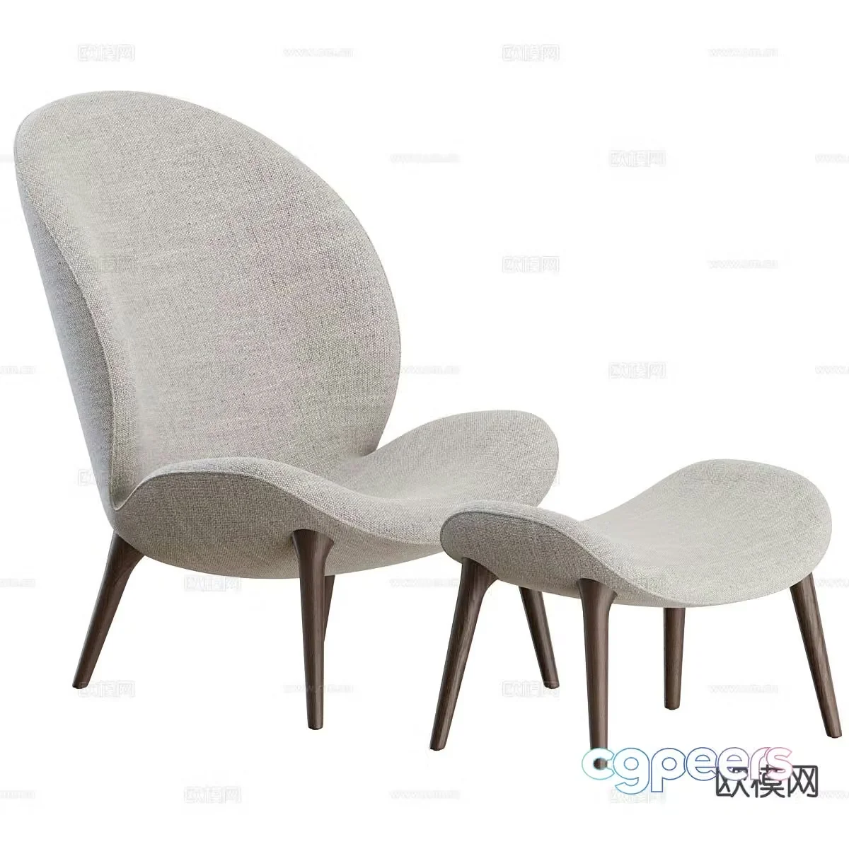 Modern leisure chair footstool 3d model