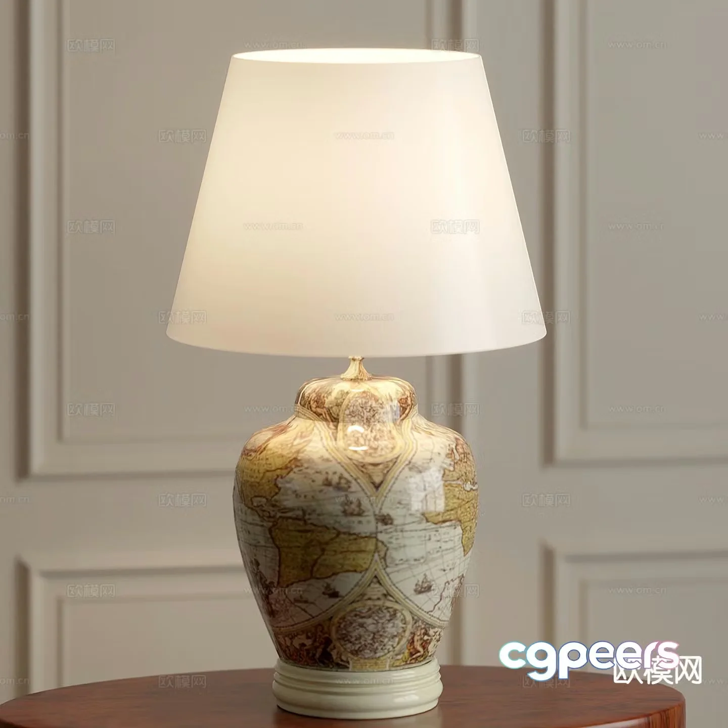 European style desk lamp cloth cover desk lamp 3d model
