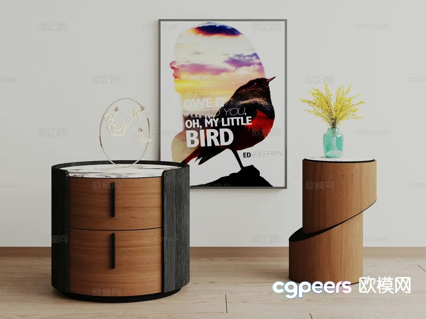 Modern bedside table 3d model