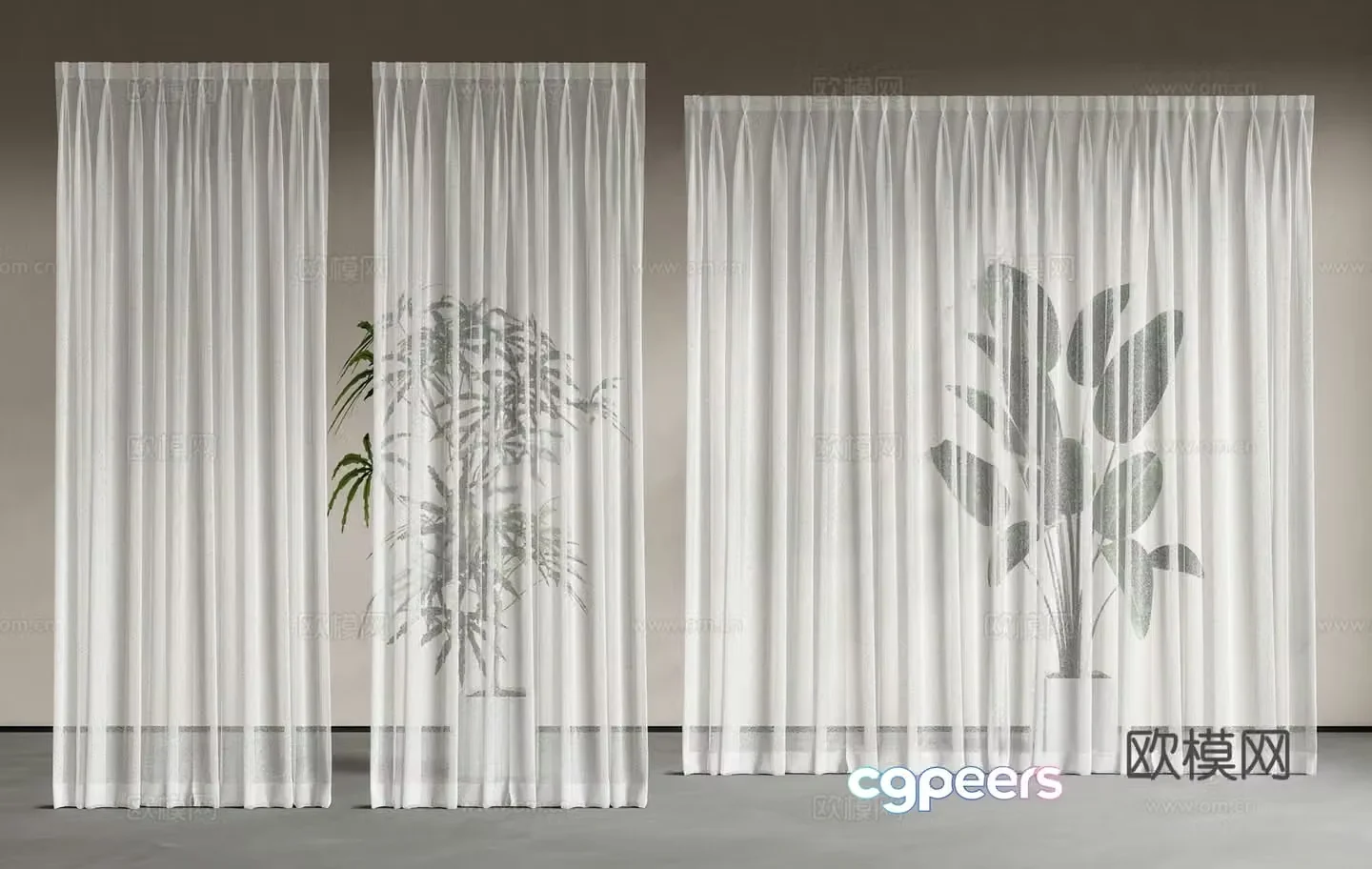 Modern universal curtains bedroom 3d model