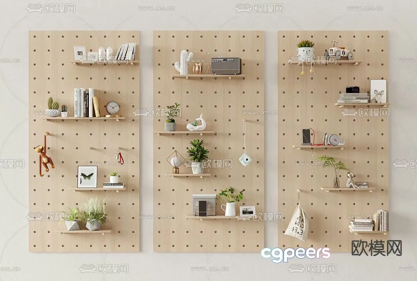Hole board wall decoration shelf hanging decoration 3D model