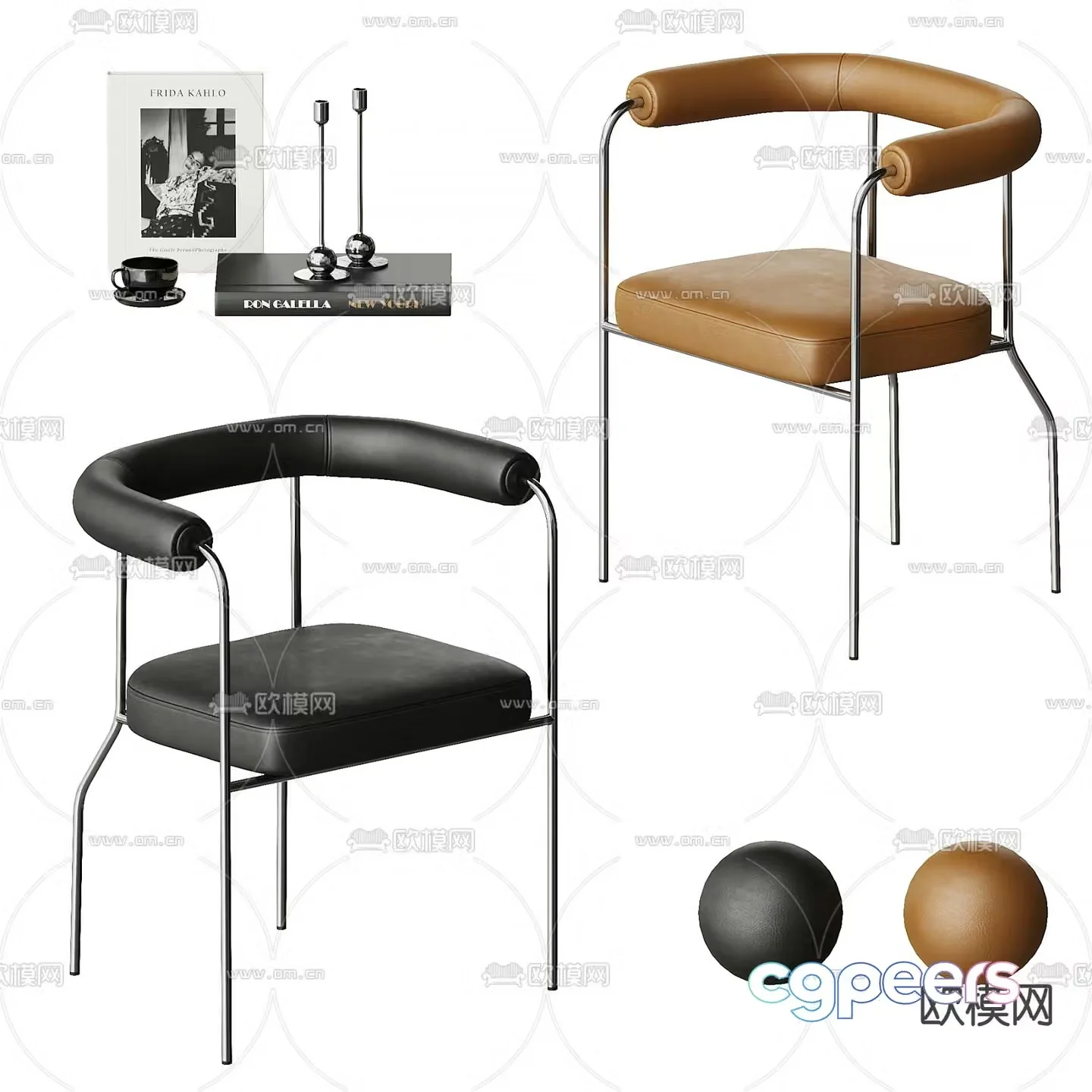 leather chair dining chair 3d model
