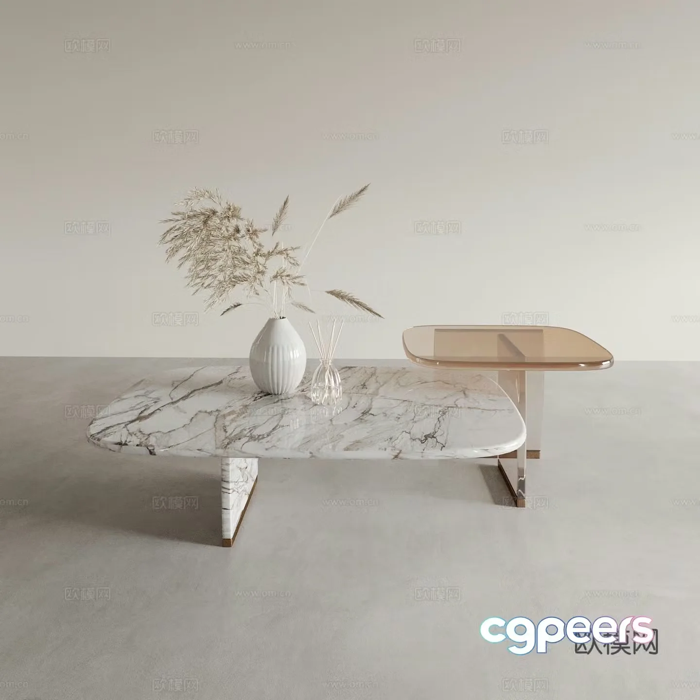 Modern mother-in-law coffee table acrylic coffee table 3d model