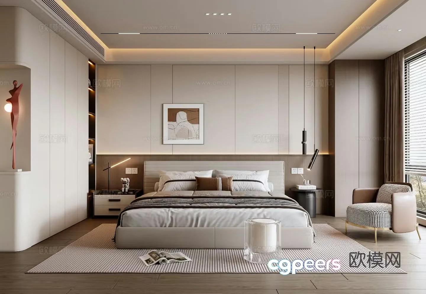 Modern bedroom master bedroom 3d model