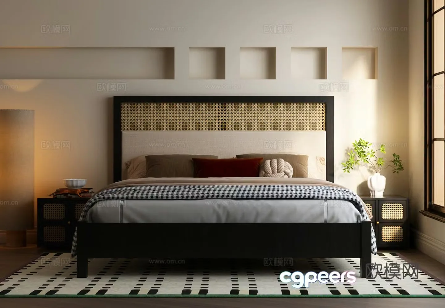 Modern medieval style bedroom Modern medieval style double bed 3d model
