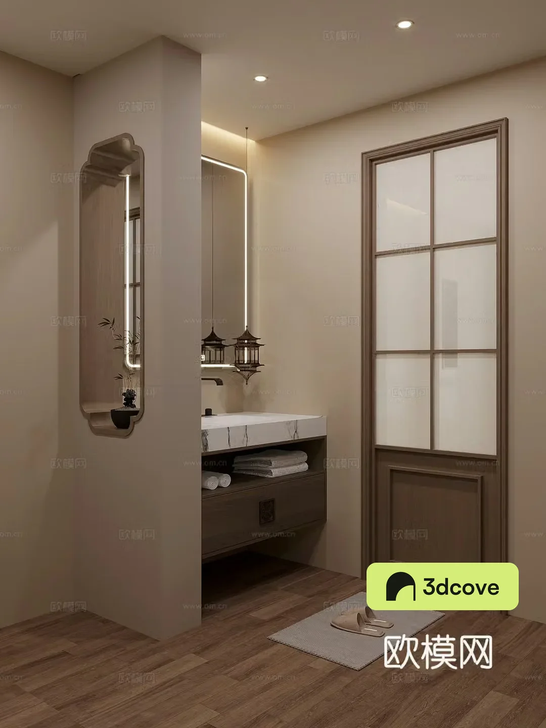 Bathroom dry area New Chinese style bathroom dry area Bathroom cabinet Washing table