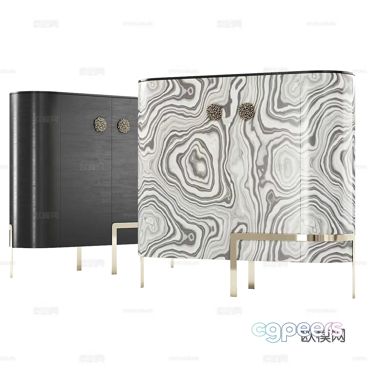 Light luxury decorative cabinet low cabinet chest of cabinets 3D model