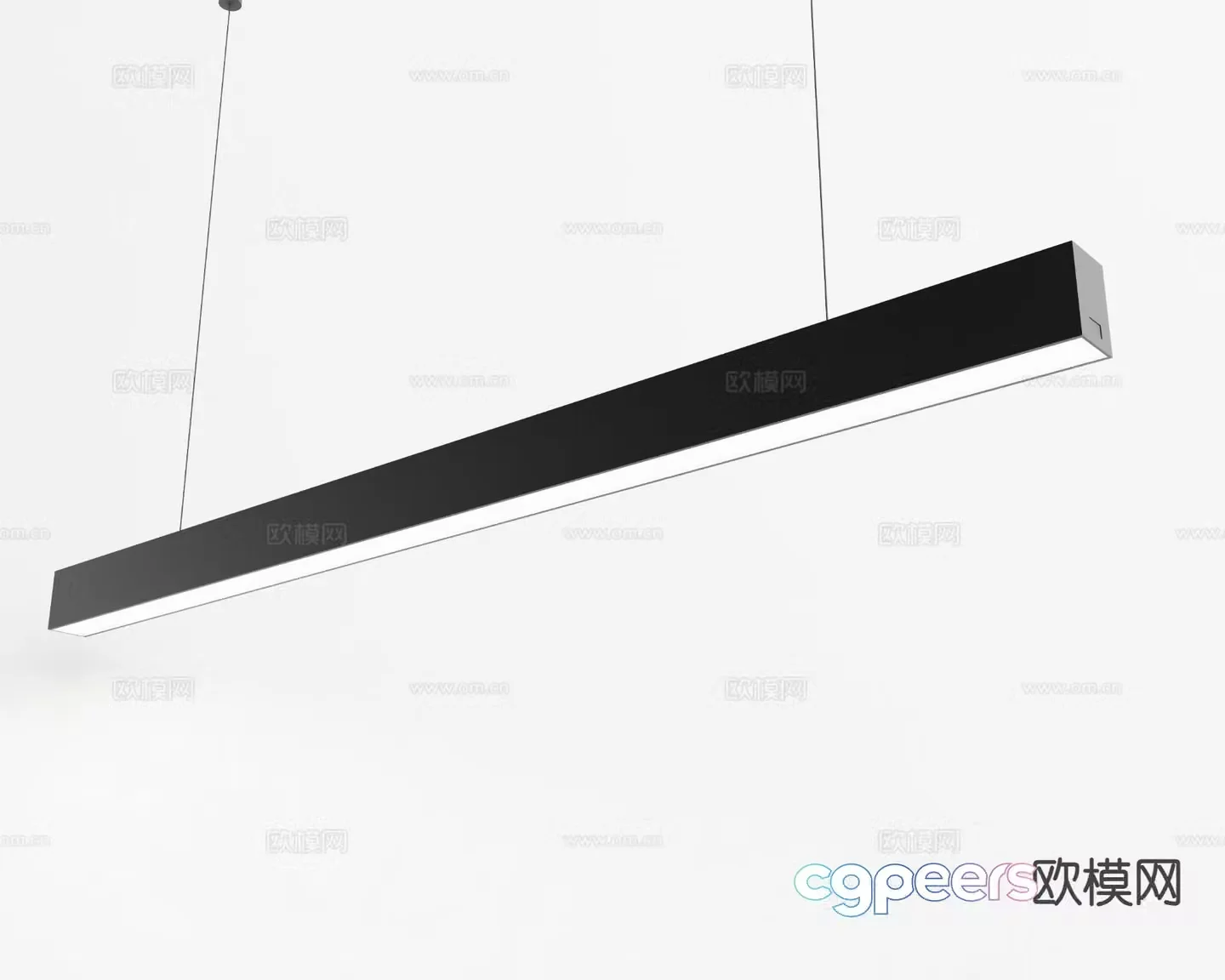 Modern long chandelier office chandelier 3d model