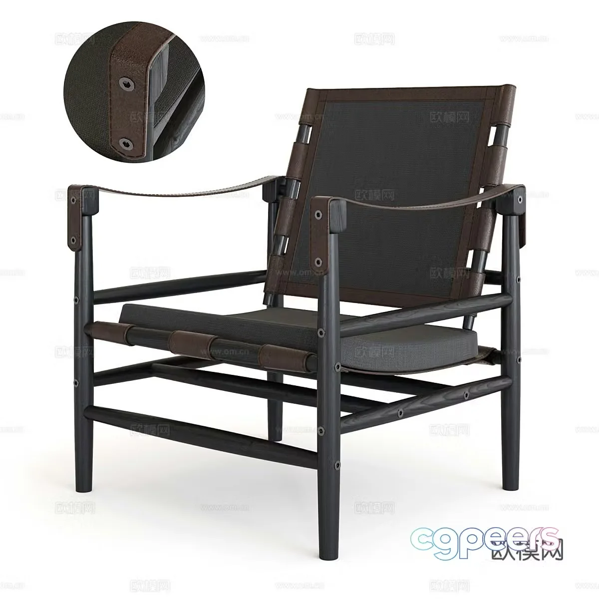 Fabric single chair Fabric leisure chair Fabric backrest chair Courtyard leisure chair Outdoor leisure chair Courtyard 3D model