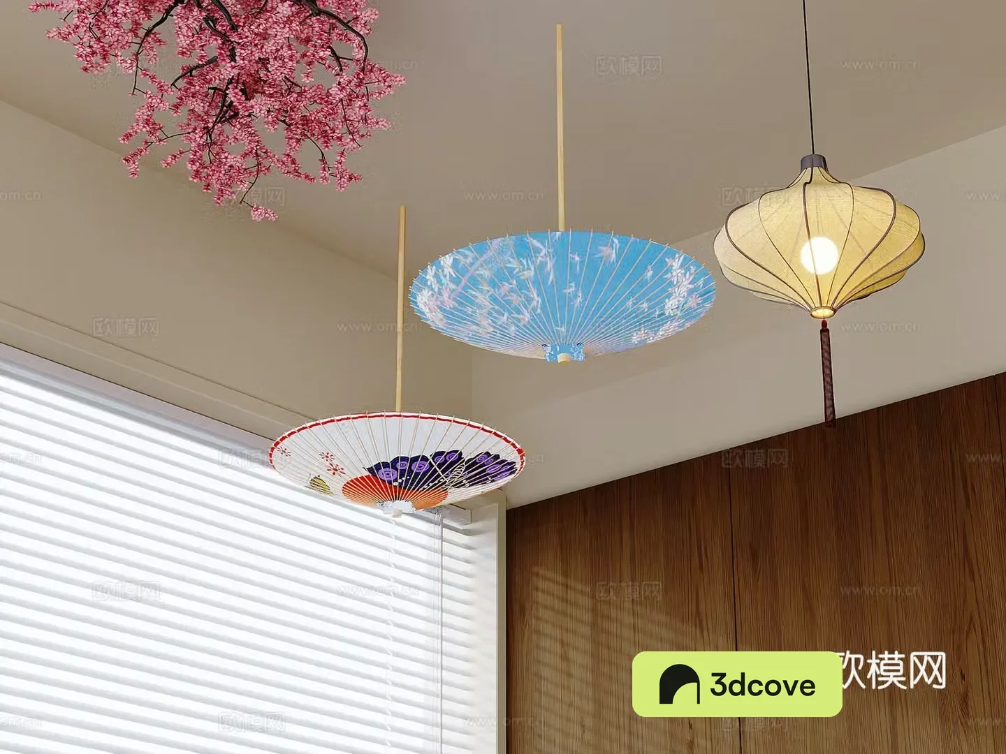Chinese style bamboo umbrella lamp oil paper umbrella lamp