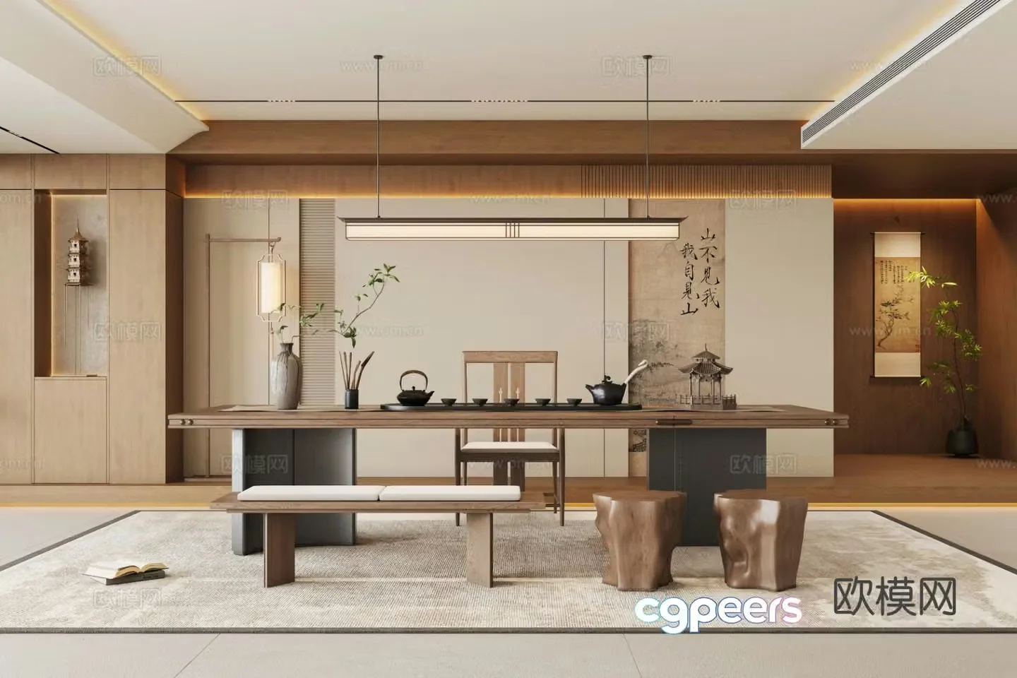 Zen Tea Room New Chinese Tea Room 3D Model