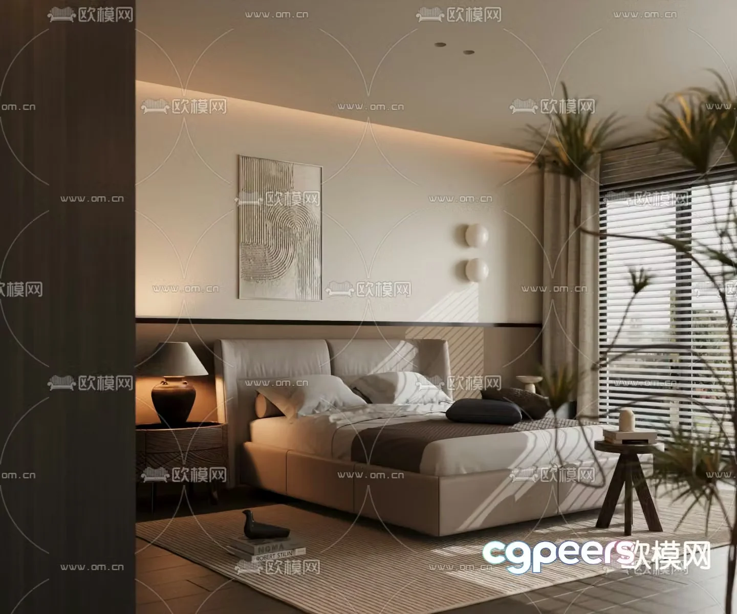 Italian double bed 3d model