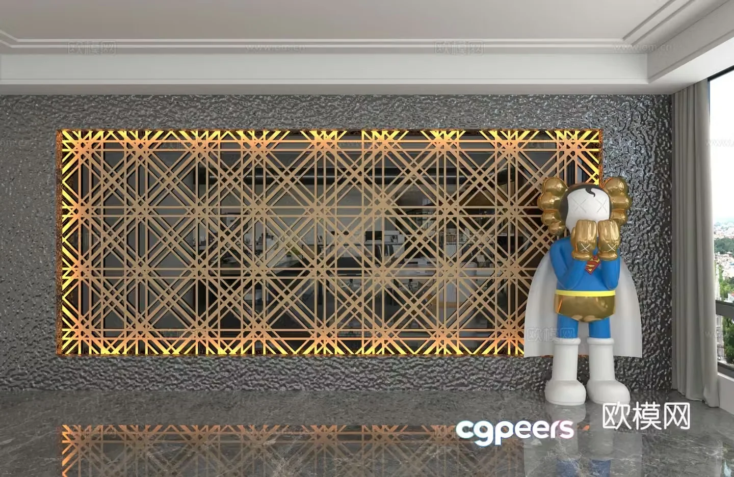 Modern background wall 3d model