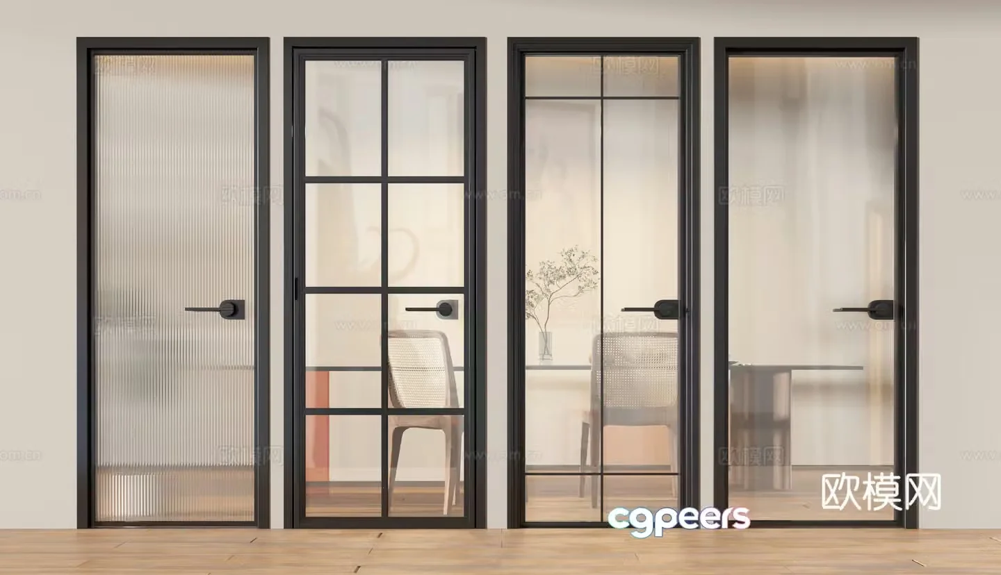 Modern glass door 3d model