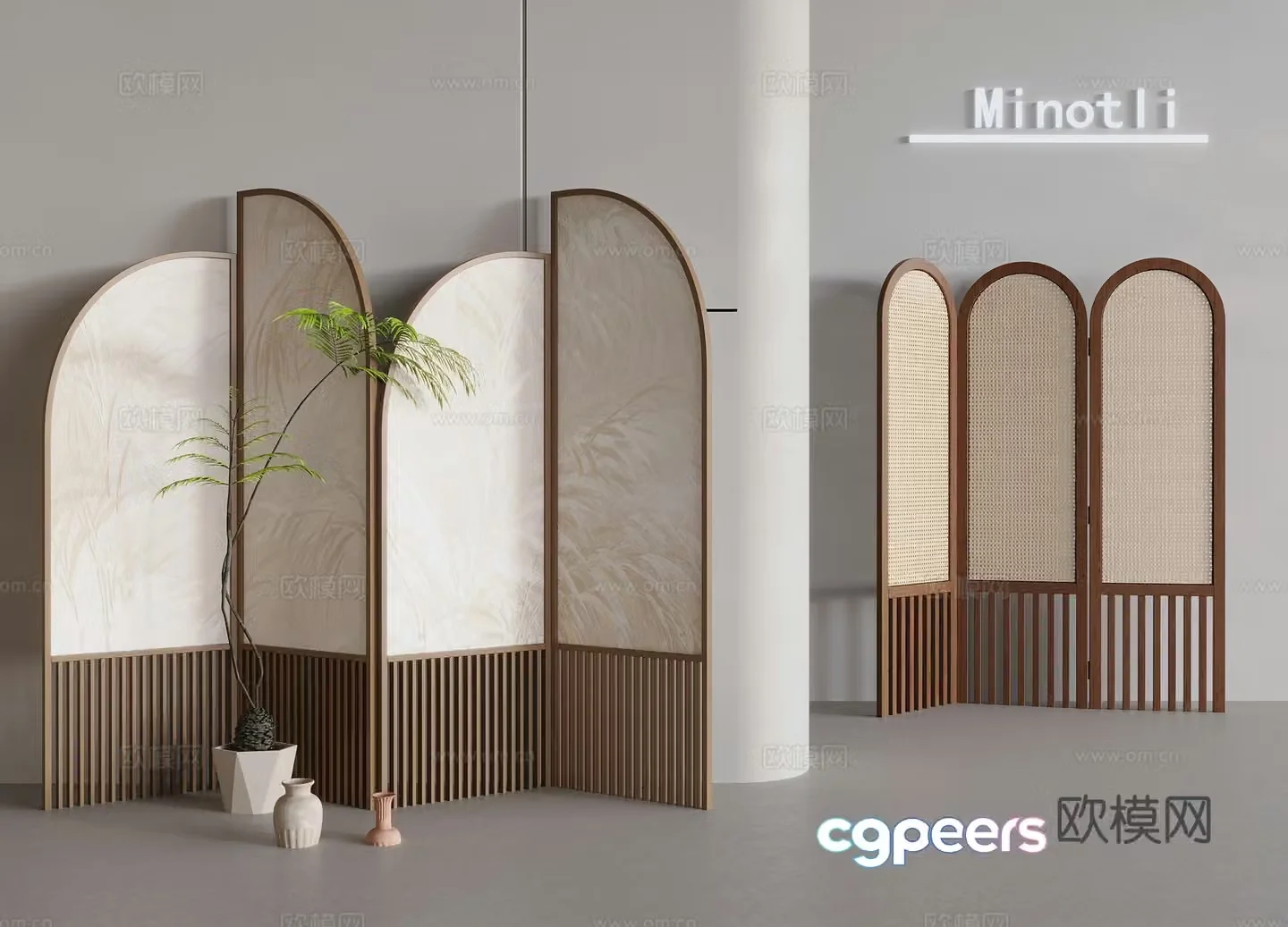 Chinese-style screen indoor and outdoor partition decorative entrance 3D model