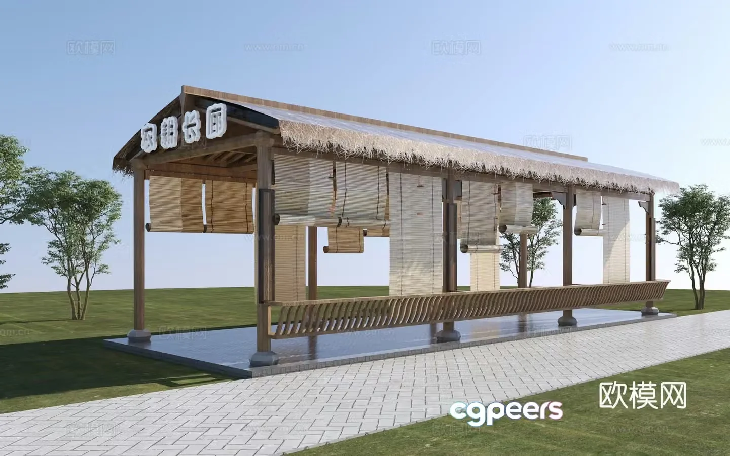New Chinese style gallery frame 3D model