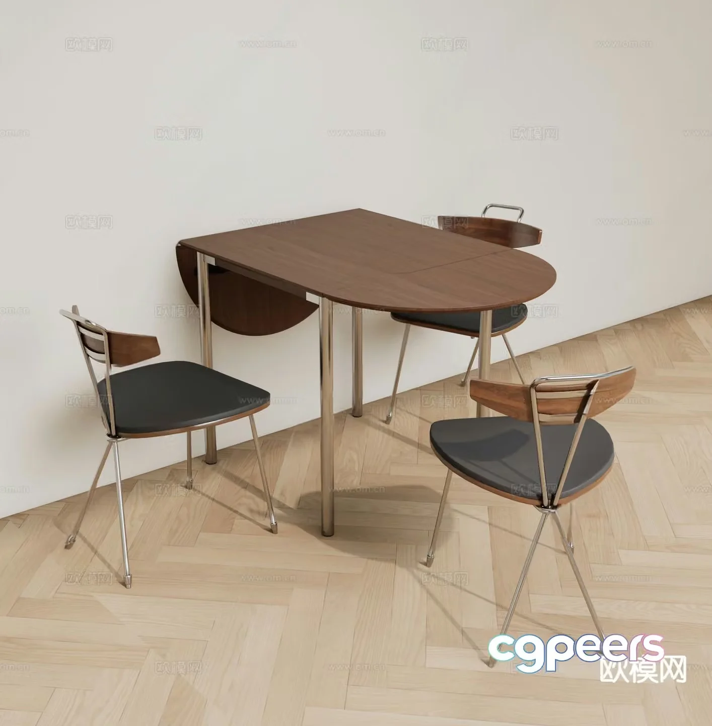Modern dining table and chairs solid wood dining table 3d model
