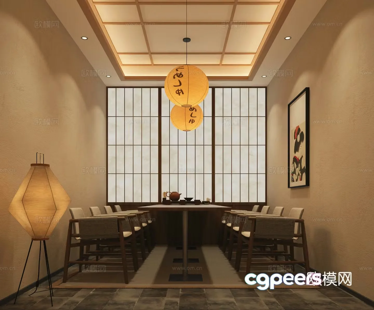 Modern Japanese restaurant 3d model