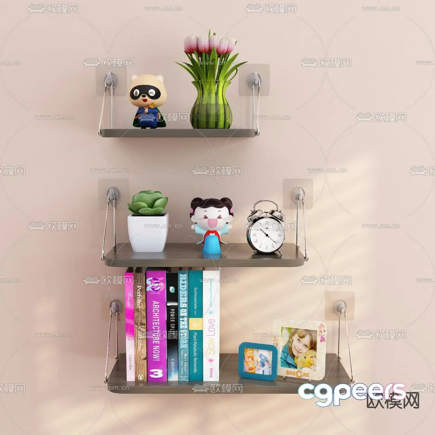 Modern children’s wall decoration shelf 3d model