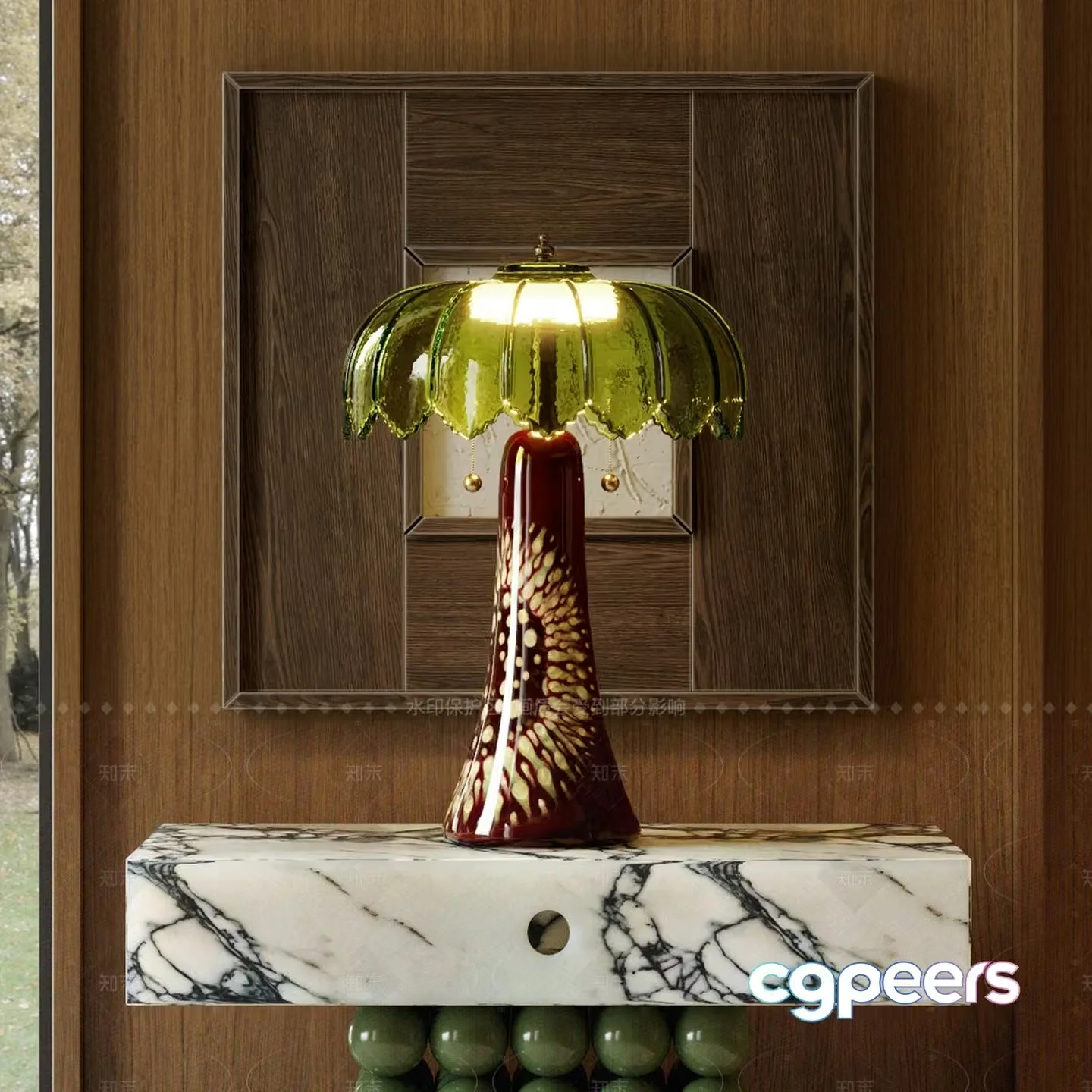 Gold And Red Lamp 3D Model – 8484 – CORONA Render