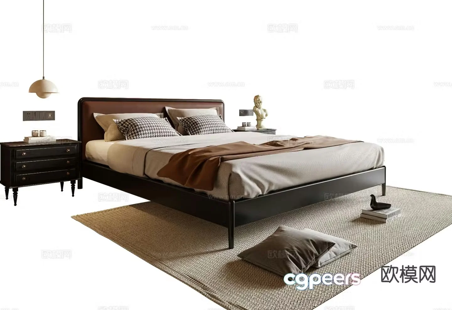 Medieval style double bed 3d model