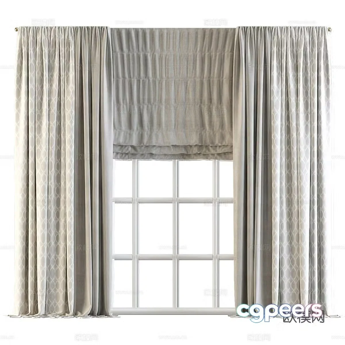 New Chinese style fabric curtain 3D model