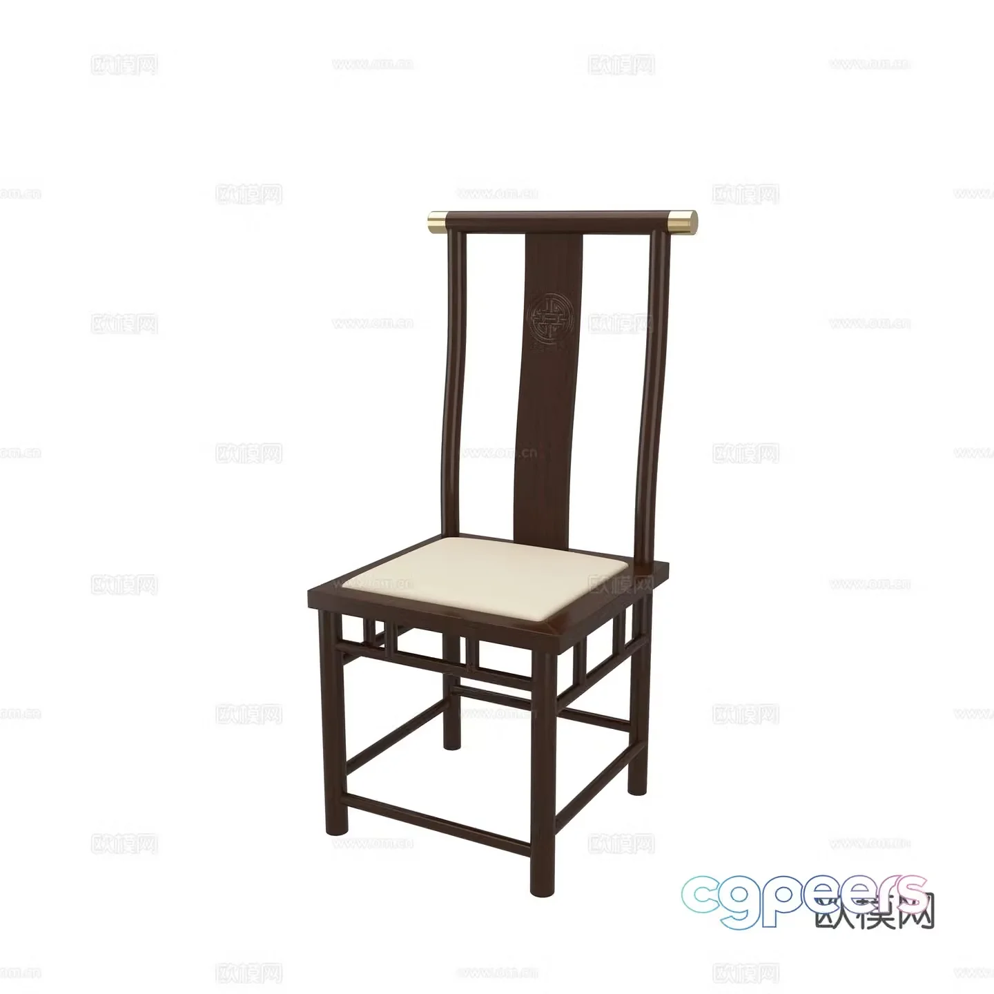 New Chinese dining chair single chair 3d model