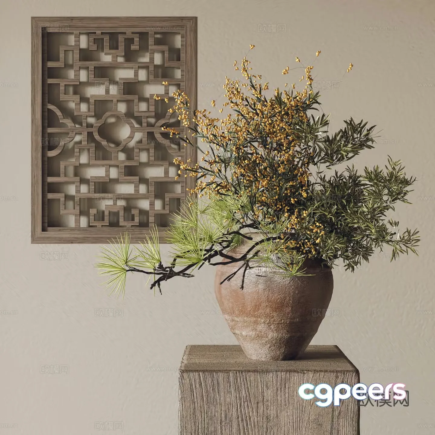 Modern jewelry ornaments Bonsai Pot Plant 3D Model