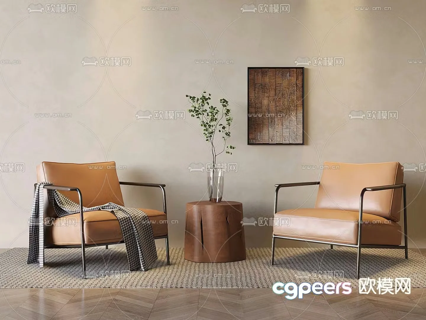 Italian style chair leisure chair 3d model