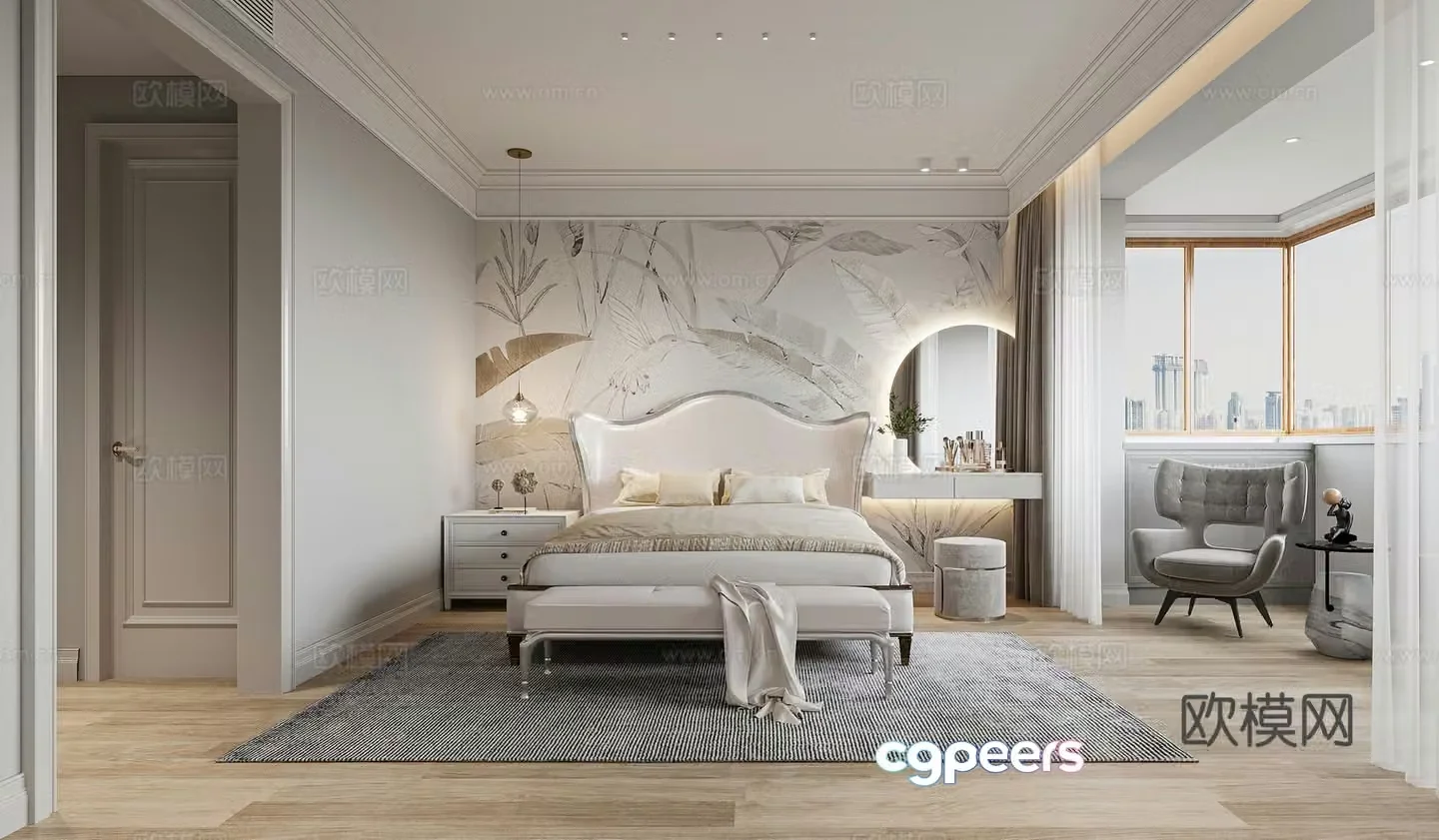 Simple European bedroom 3d model