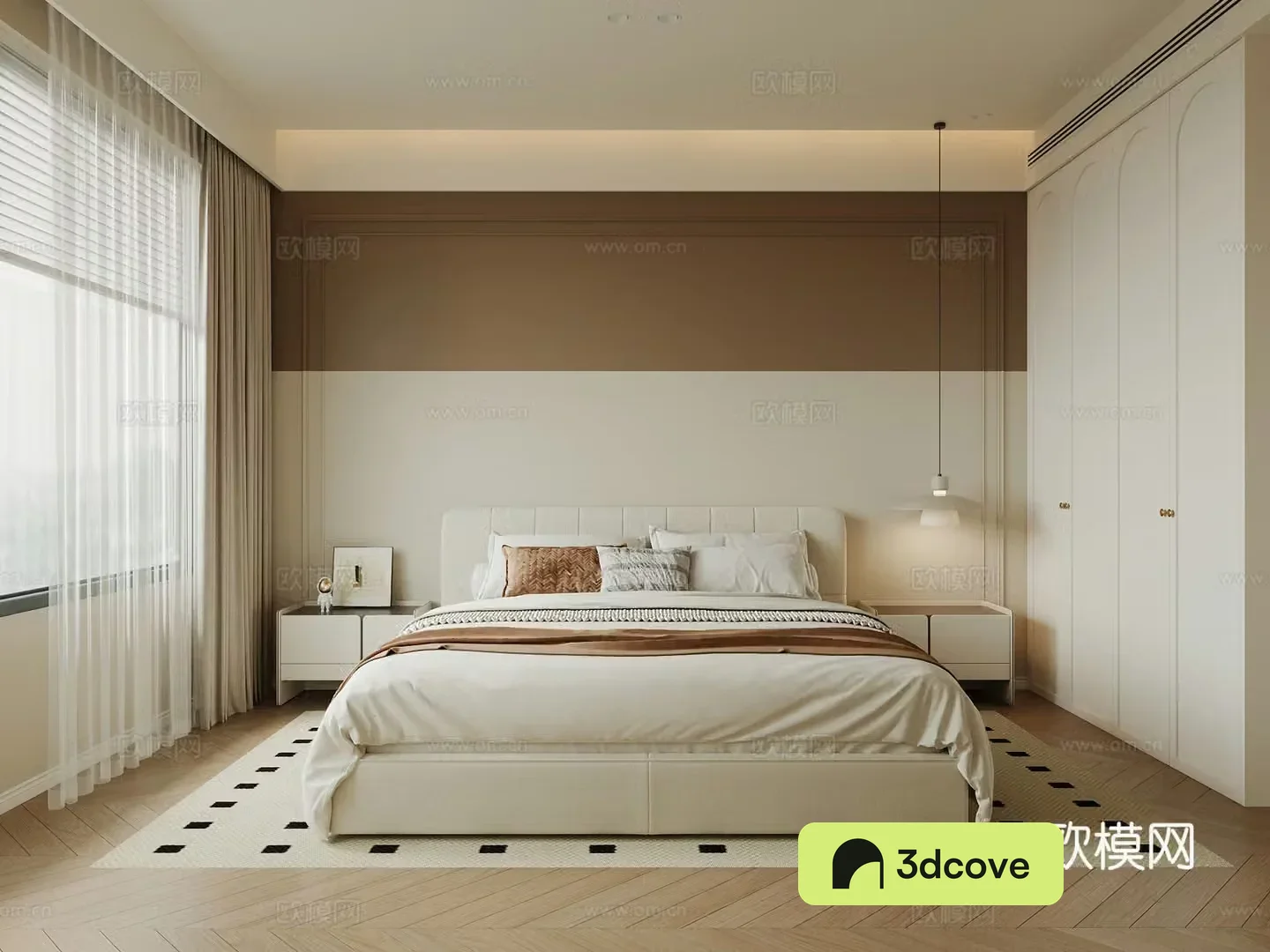 French bedroom double bed wardrobe