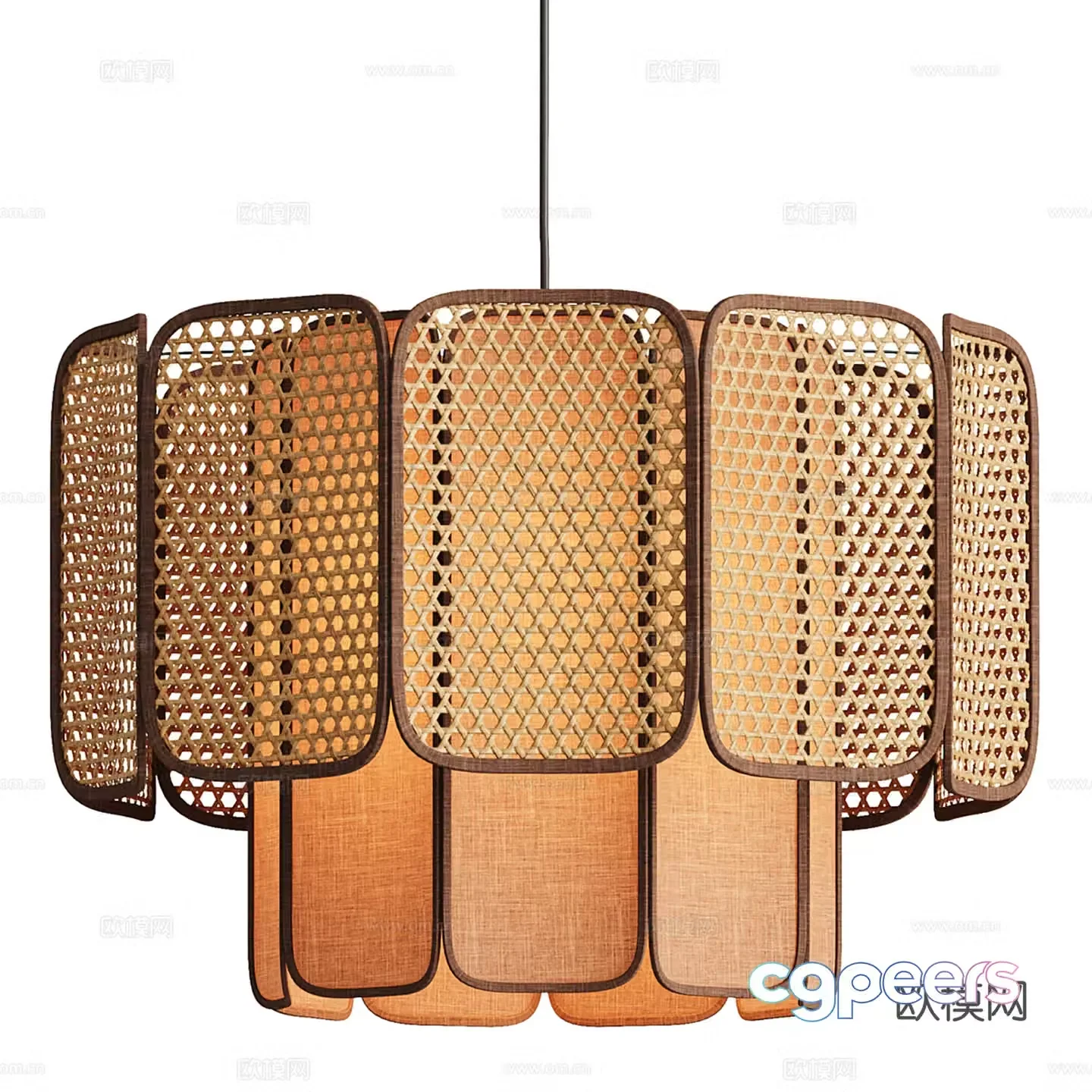3D model of medieval style rattan chandelier