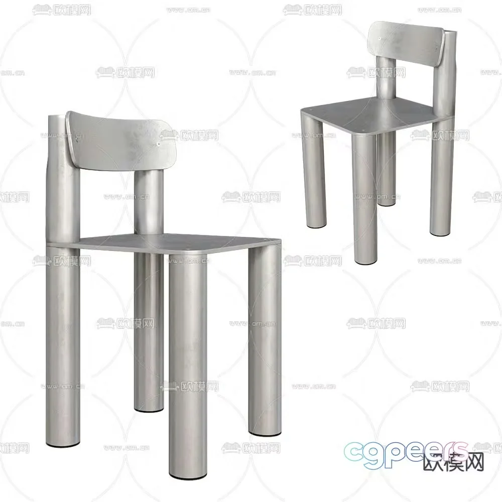 Silo metal chair dining chair 3d model