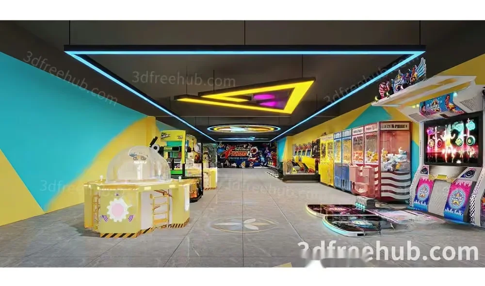 A 3D Rendering Of A Game Arcade 3D Model – 19382 – VRAY Render