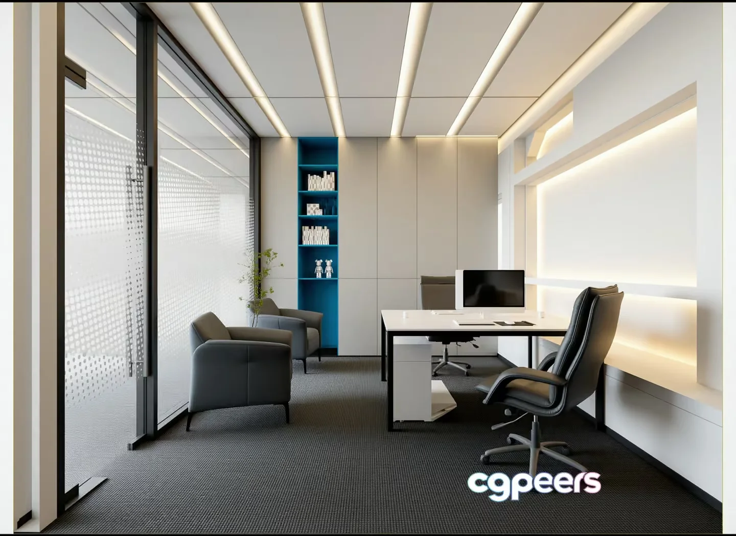 Modern Office Space 3D Model – 23679 – VRAY Render