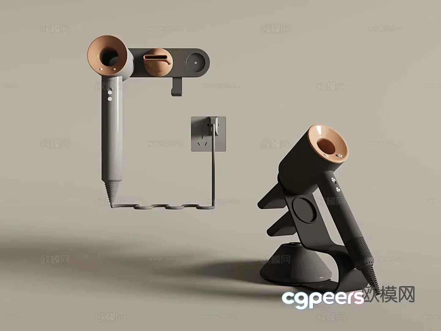A Hair Dryer With A Stand 3D Model – 3413 – VRAY Render