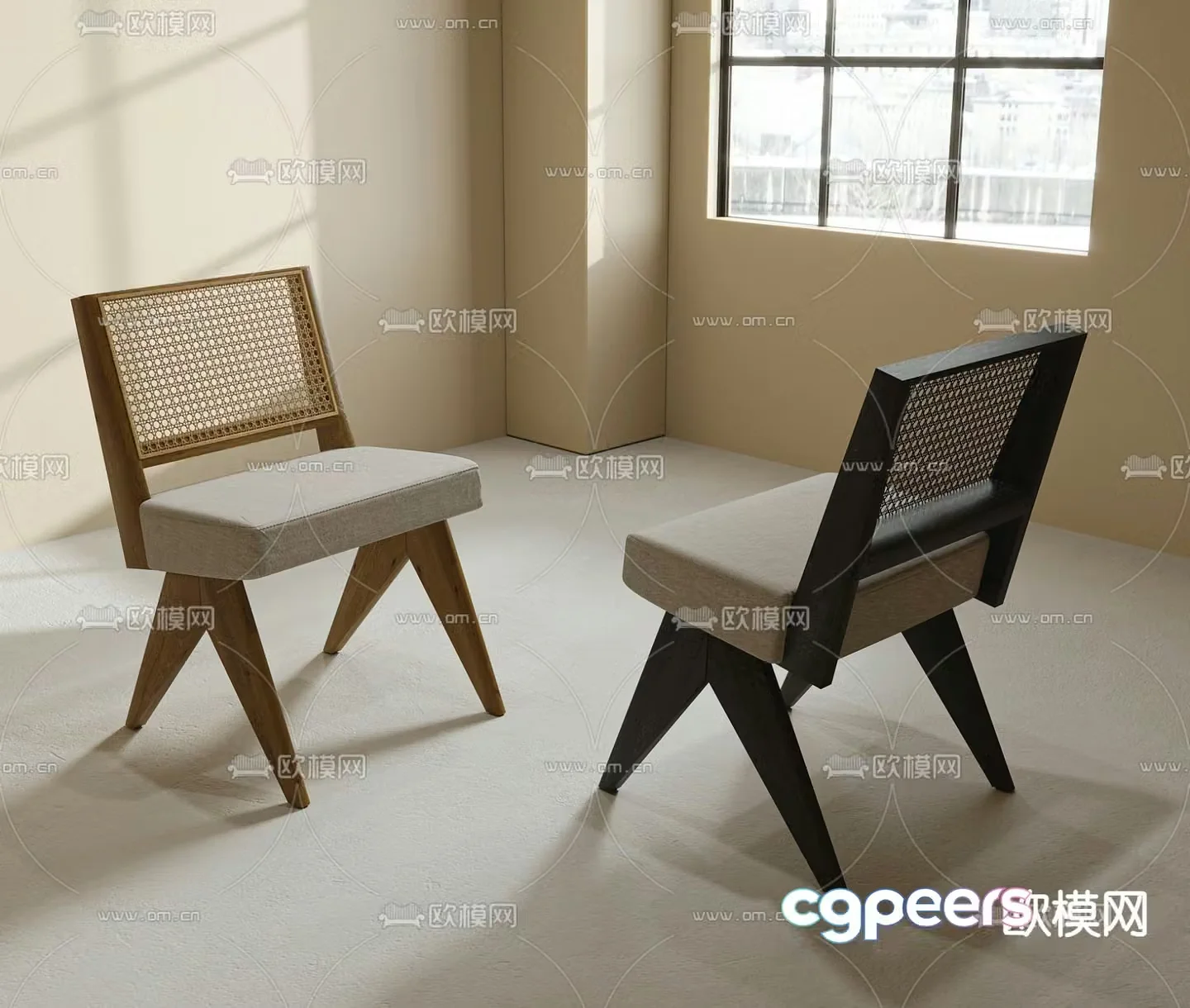 rattan chair dining chair 3d model