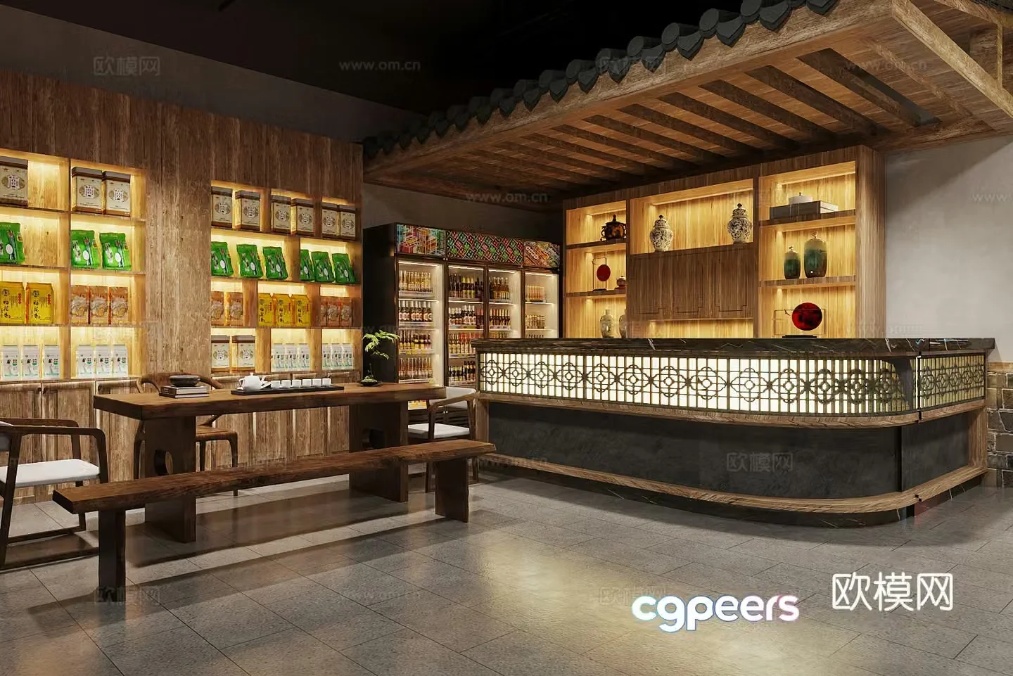 New Chinese-style teahouse teahouse 3D model