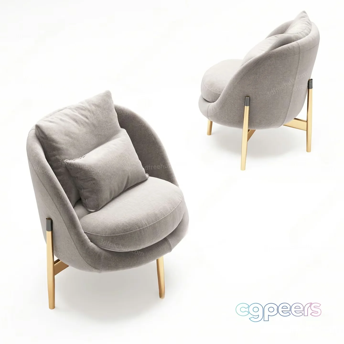 Grey Accent Chair 3D Model – 20590 – VRAY Render