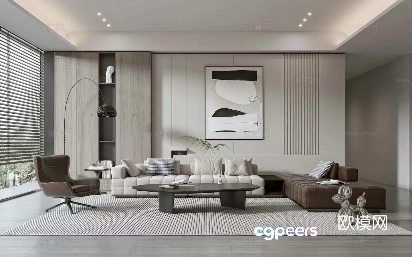 Modern living room Modern sofa coffee table combination Modern background wall 3d model