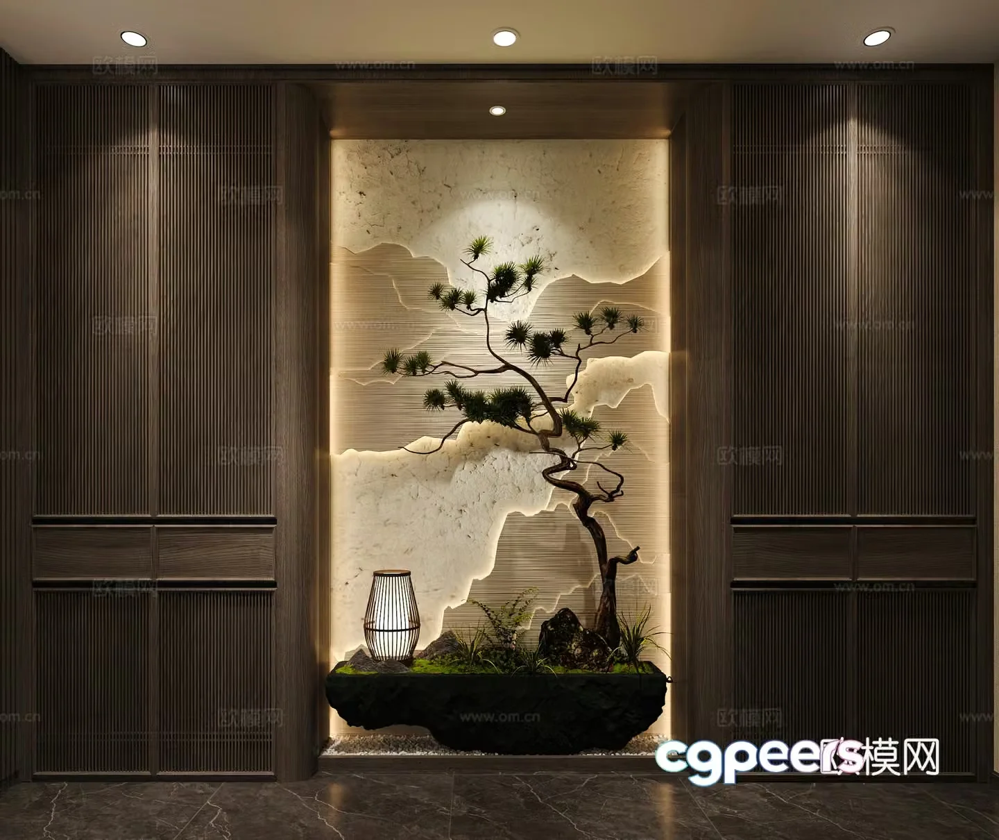 New Chinese style entrance end view 3D model
