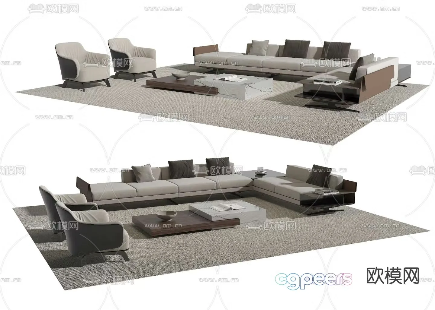 Modern sectional sofa 3d model