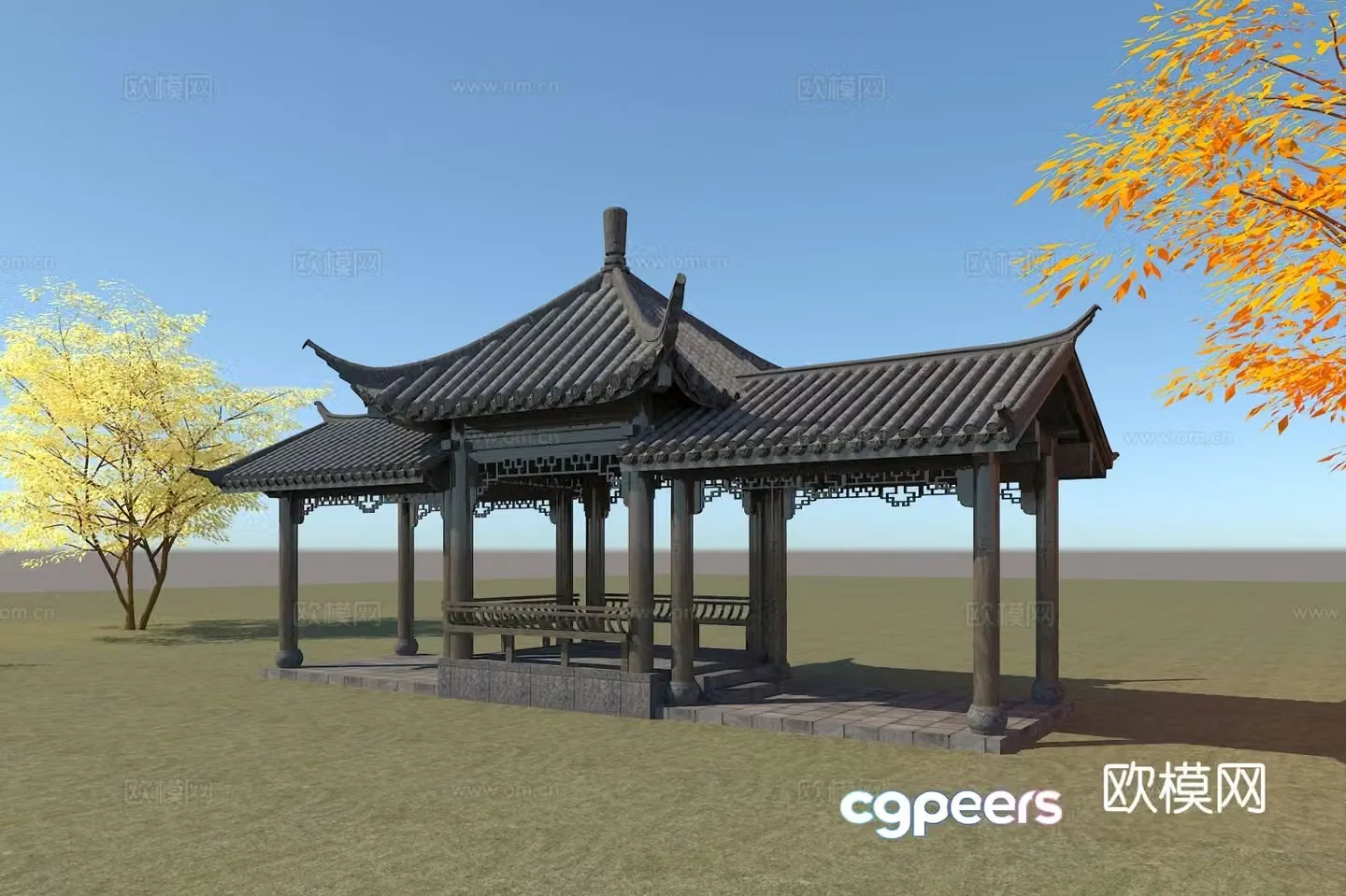 Chinese style corridor corridor corridor 3d model