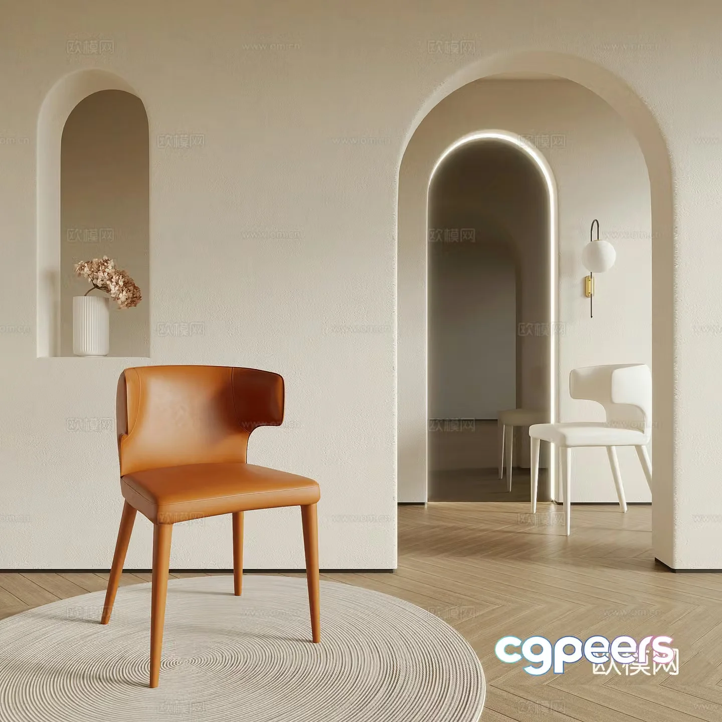 Chair Modern Cream Style Dining Chair Writing Chair 3D Model