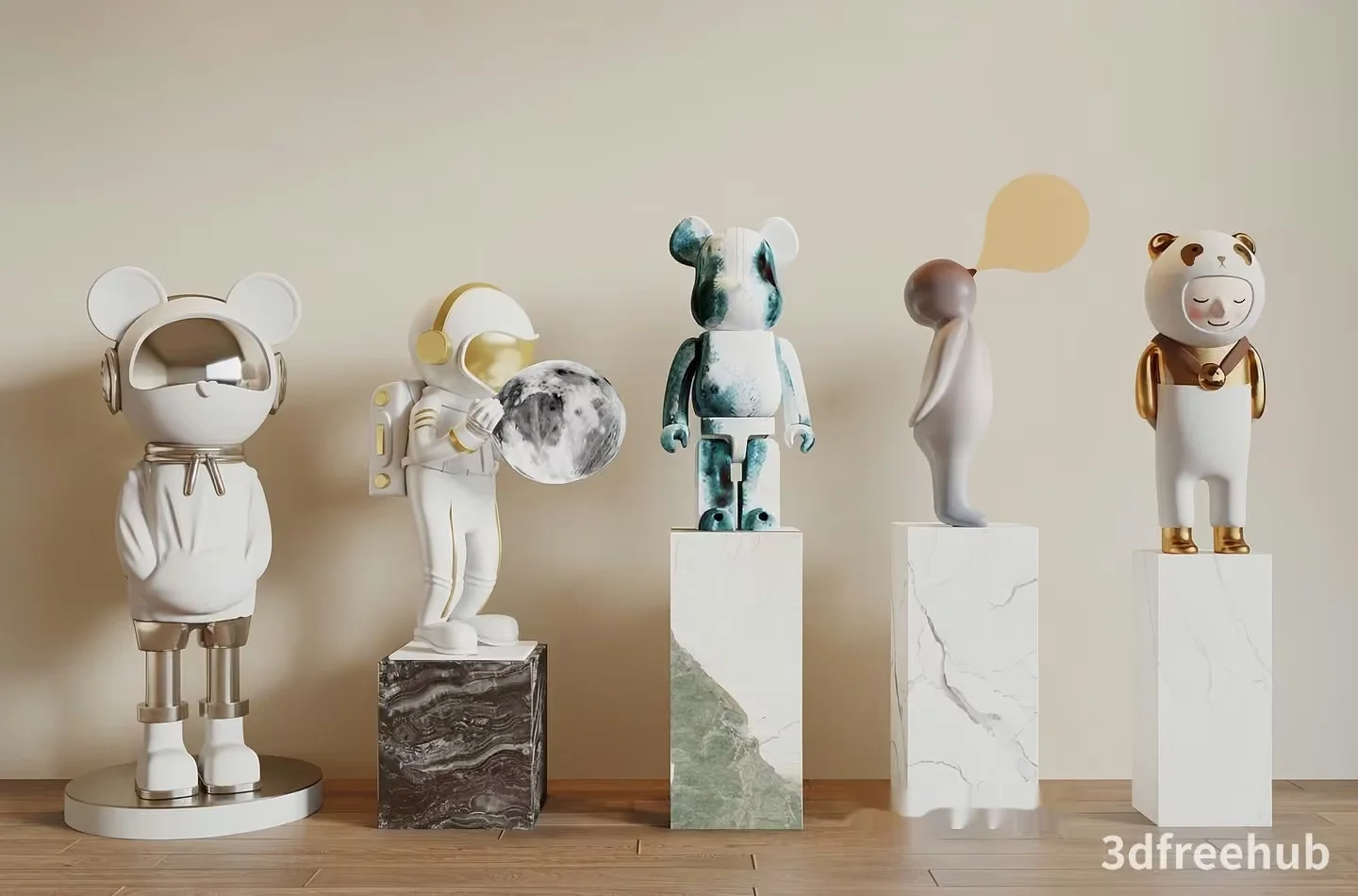 A Collection Of Bear Statues 3D Model – 22250 – VRAY Render