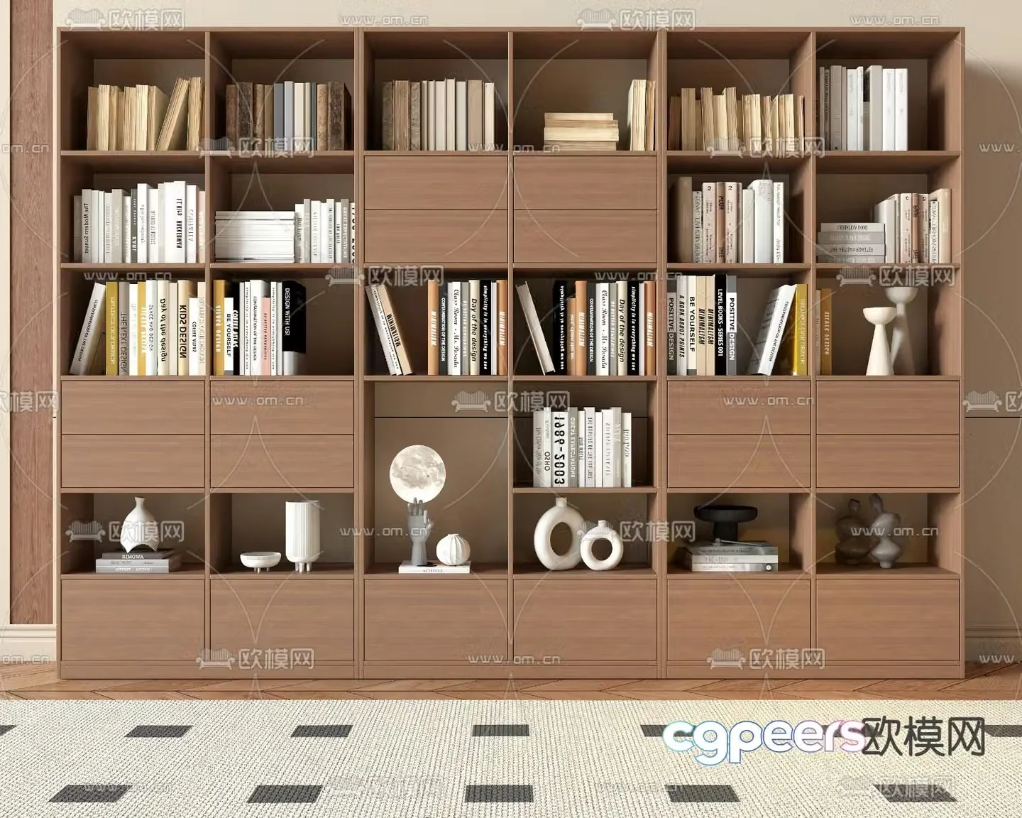 Modern bookcase bookshelf 3d model