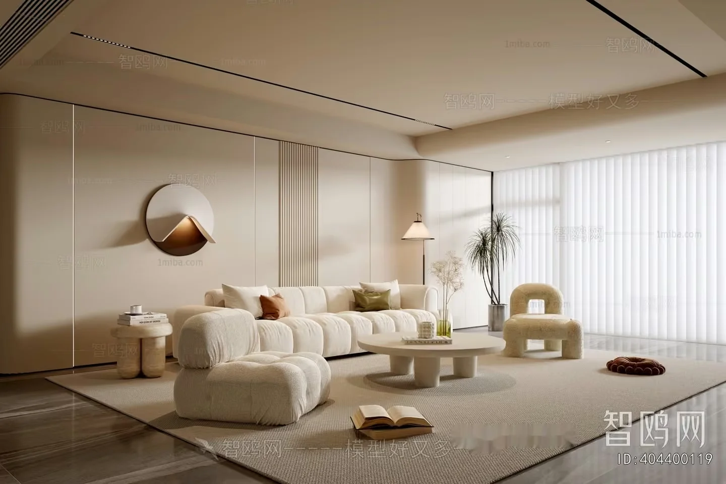 A Modern Living Room 3D Model – 17490 – VRAY Render