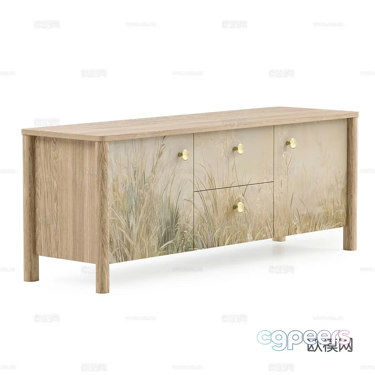 Nordic chest of drawers side cabinet 3d model