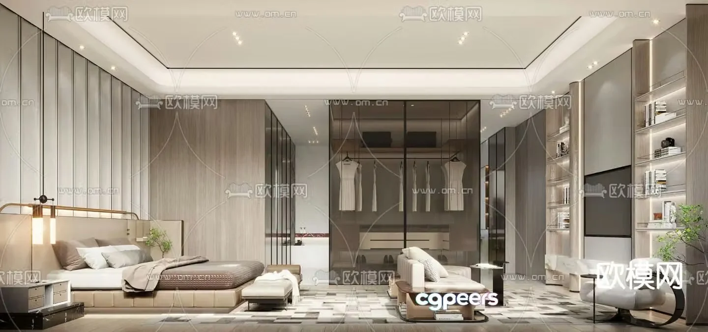 Modern bedroom master room 3d model