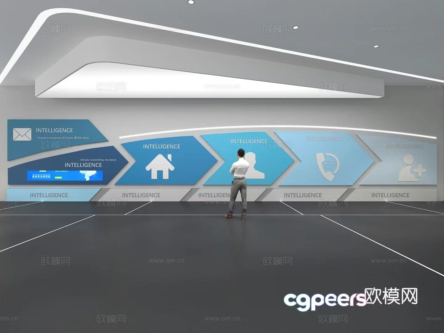 Cultural wall Corporate culture wall Display wall Theme wall Exhibition hall Campus culture Corridor 3D model